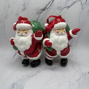 Lot Of 2 Santa Christmas Ornament Mervyn's Limited Edition 2004 Dangling Legs